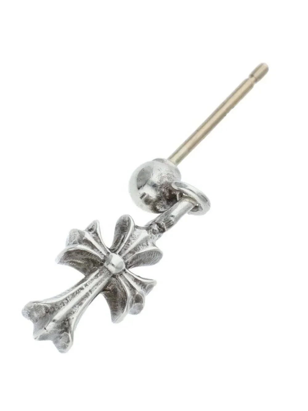 Chrome Hearts Drp Stck CH Crs Stack CH Cross Drop Silver Earrings
